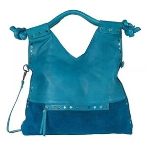 NWT FREE PEOPLE VALENCIA STUDDED TOTE PETROL